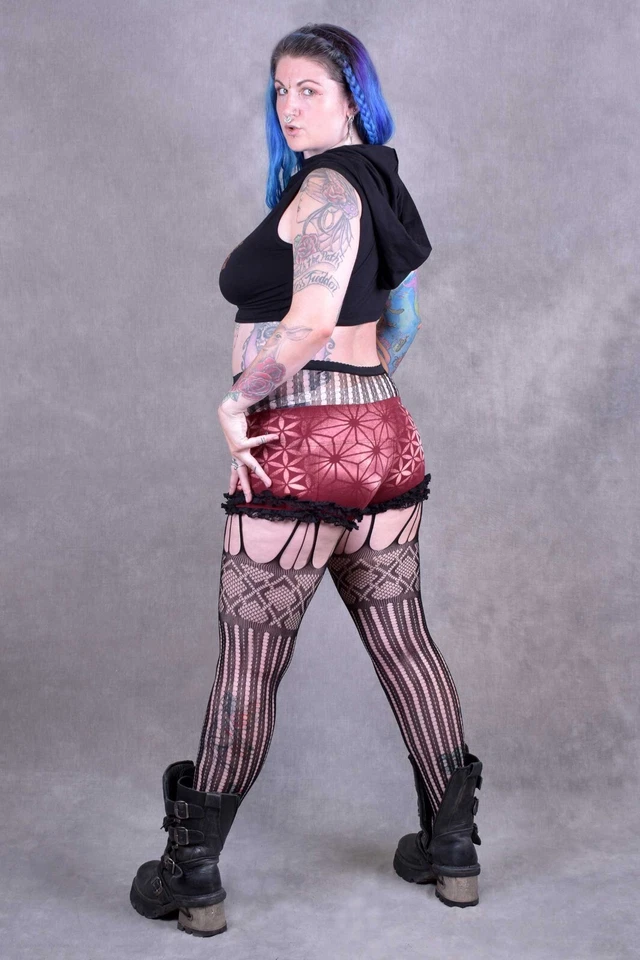 Circus Lace HOT PANTS Frilly Carnival BoomTown Festival Mini Shorts Psytrance  - Image 4 of 4