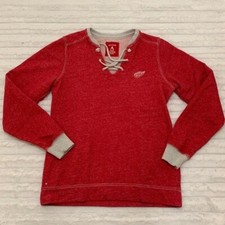 Antigua Red Wings Hockey Sweatshirt Lace Up V-Neckline Size Medium M