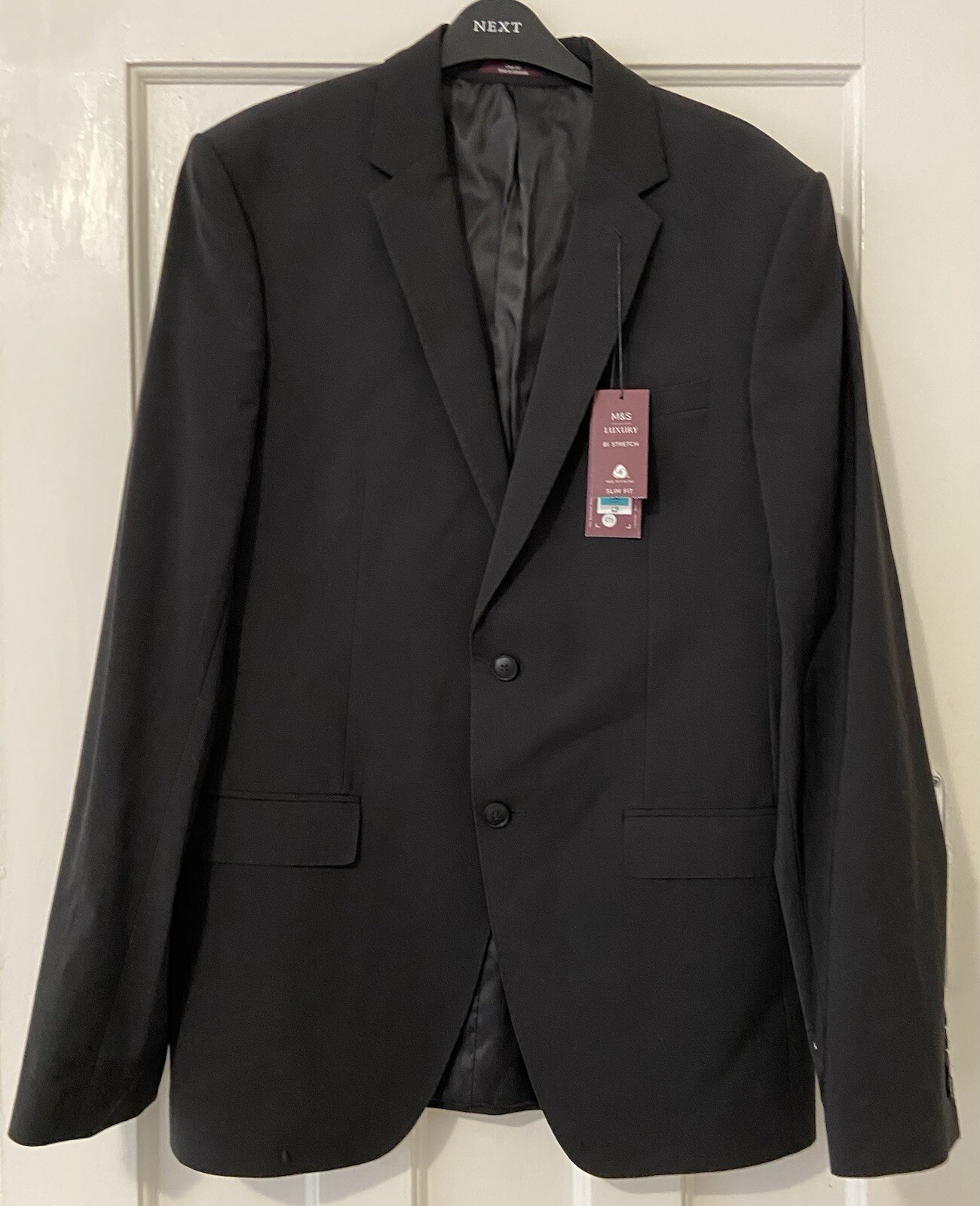 M&S Wool Rich Tailored Jacket, Black Chest 40" Long, RRP £75