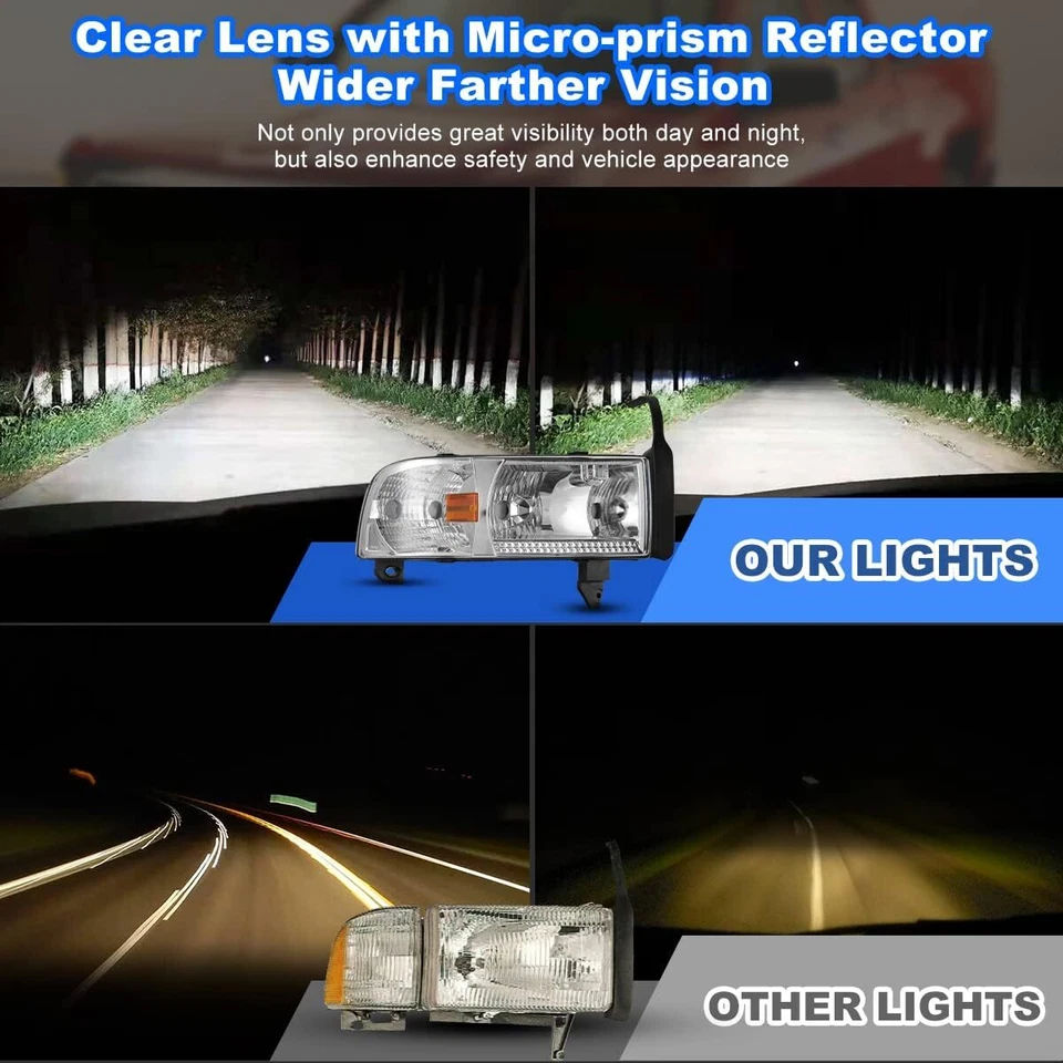 Faros faros delanteros aptos para Dodge Ram 2500 3500/1994-2001 1995-2001 Foto 3 de 4