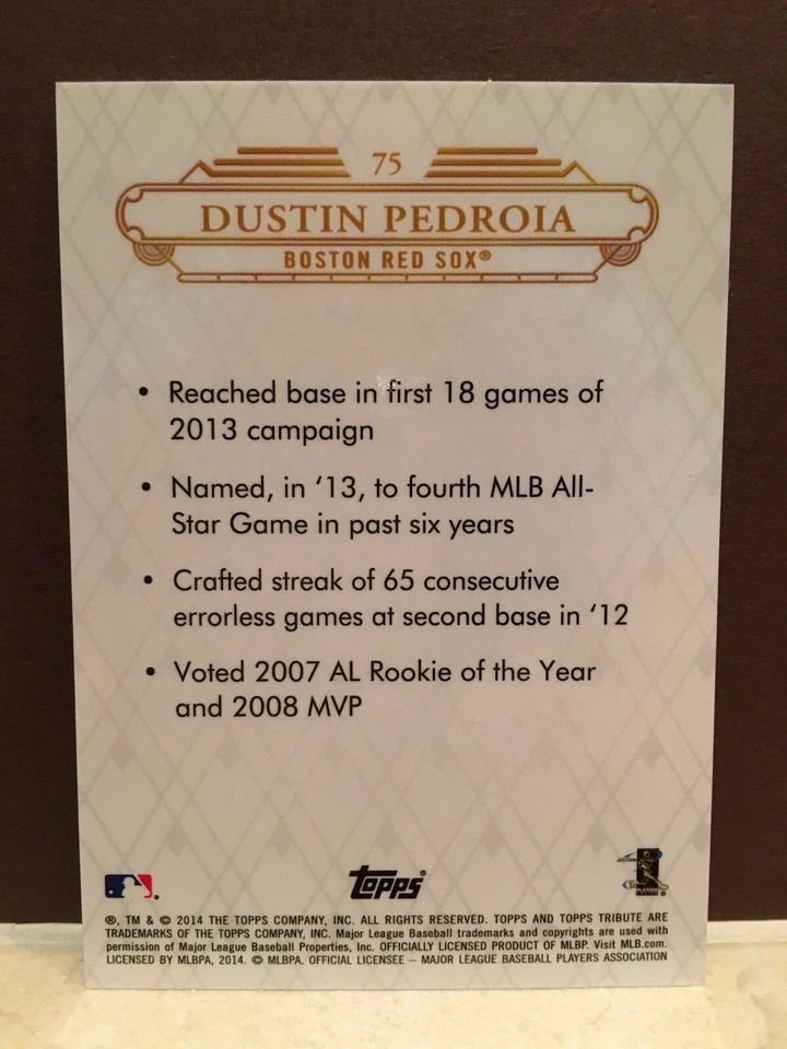 2014 Tribute #75 Dustin Pedroia Boston Red Sox - Image 2 of 2