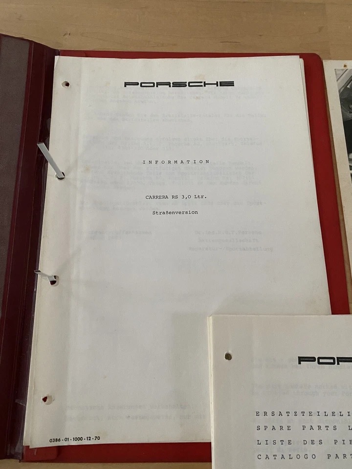 porsche 911 Carrera 3.0 RS brochure Client Information Spare Parts Catalogue - Image 3 of 4
