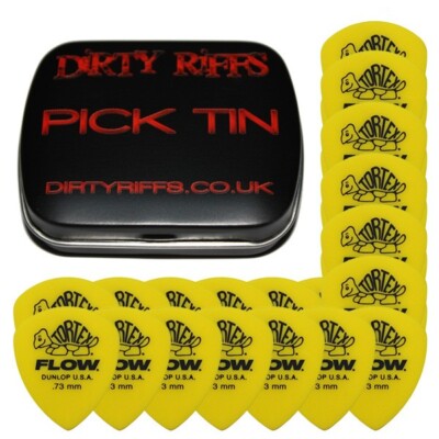 24 x Dunlop Tortex Flow Standard 0,73 mm Gitarrenplektren Plektren in einer Plektrindose