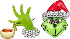 Fun! NEW ASYMMETRICAL GRINCH THAT STOLE CHRISTMAS w/ RHINESTONE DANGLE EARRINGS