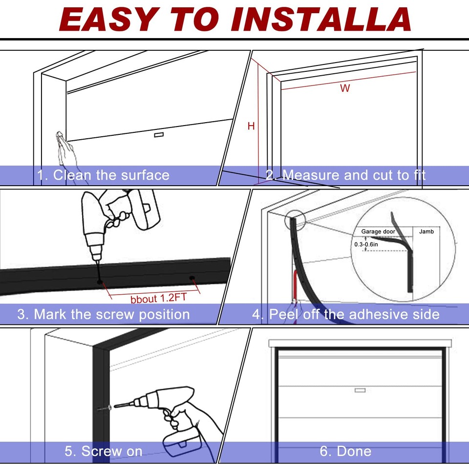 Weatherproofing Garage Door Seals Top and Sides Seal Strip PVC Garage