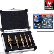 5pc COBALT STEP UNI DRILL BIT SET SAE NEIKO TOOLS 