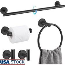 5 Piece Bathroom Hardware Set Towel Bar Toilet Paper Holder Hooks Accessories US