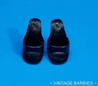 Vintage Barbie Doll Black OT Open Toe Heels Shoes Japan Near Mint ~ 1960's