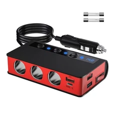 7-in-1 4Way Car Cigarette Lighter Socket Splitter Fast Charger Power Adapter 24V