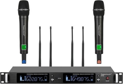 Professional UHF Wireless Microphone System, 2 Channel Metal Microphone#2702AR5