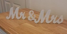 White, Wooden, 4 Inch Tall, Freestanding Mr & Mrs Sign