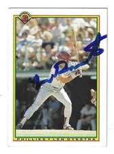 Signed LENNY DYKSTRA Philadelphia Phillies 1990 Bowman card #152 w/COA