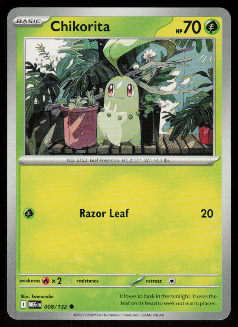 Chikorita 008/132 Common Mega Evolution Pokemon Near Mint