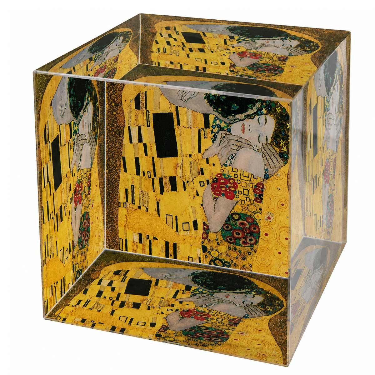 Presse-papiers en verre Klimt Le Baiser, demi-sphère décorative et presse-document lourd