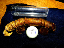 Rueda de carro roja brillante gema original sin circular 1945D rollo de 50 monedas L1