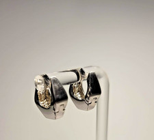 Sterling Silver 925 Huggie Hoop Earrings Minimalist 13.2mm Pair Modern Classic