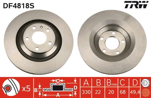 2X Bremsscheibe TRW Single DF4818S FüR Audi C6 A6 4F5 4F2 Avant TDI Tfsi Quattro-image