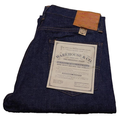 WAREHOUSE 1001XX 15th Limited Denim Jeans Cotton Blue W33 Inseam 35.4in