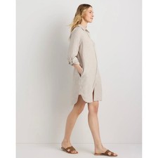 Quince 100% European Linen Shirt Dress Sand Beige Size S NWT