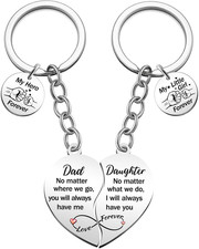 2pcs Dad Daughter Heart Matching Keychains Set Fathers Gifts from Daughter Bir
