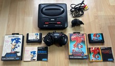 Sega Mega Drive Console Bundle + Sonic 1 & 2 Games Boxed, Ready To Play!
