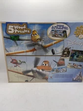 Disney 5 Wood Puzzles Cars Planes Movie Characters Cardinal In Storage Box New