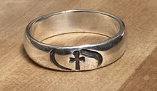935 Sterling Silver  Bob Siemon BSD Prayer Cross Band Ring Size #10 & 5.3grams .