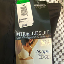 Miraclesuit Shape with an Edge High-Waisted Shapewear Brief Black L 2705