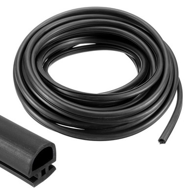 Weather Stripping Door Seal 5/16'' Wide Bulb Bubble TPE for 0.3'' Slot 10m Black