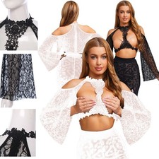 DE Damen Gothic Spitze Shrug Transparent Crop...