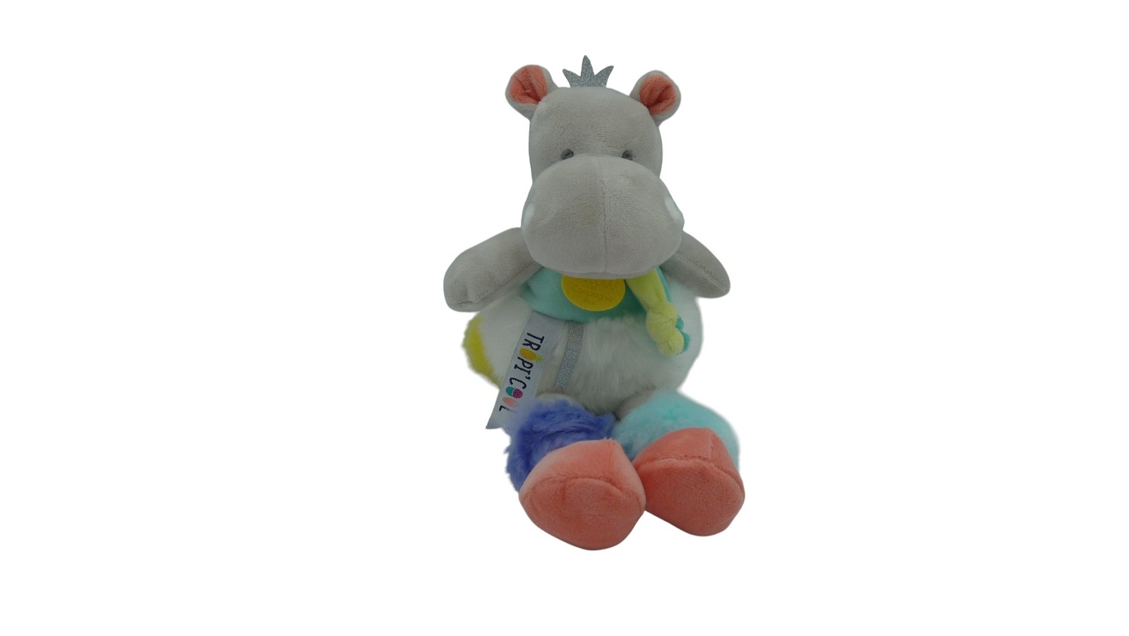 Peluche hippopotame Tropi'COOL DC3304 Doudou et Compagnie - Bleu Pastel, 30 cm