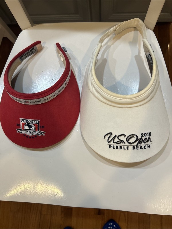 Lot Of 2 Women’s Golf Visors Hats US Open Pebble Beach 2010~White & Red~Imperial