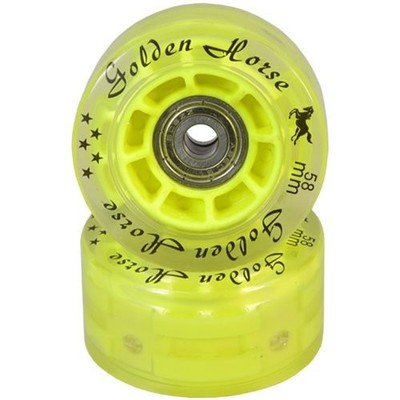 Golden Horse Light Up Quad Roller Skate Wheels   Yellow 8 Pack - 58mm, 88-90A