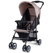 Toddler Travel Stroller for Airplane with Canopy and Adjustable Backrest-Coffee