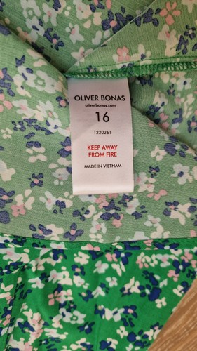 Oliver Bonas Green Floral Ditsy Wrap Dress UK 16, BNWT, Summer Party & Wedding - Picture 11 of 13