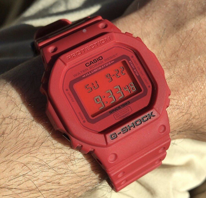g shock square red