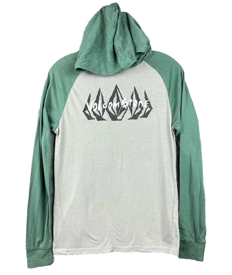 Volcom Stone Sweatshirt Youth L 12Y Gray & Green Pullover Hoodie Graphic Print - Image 2 of 4