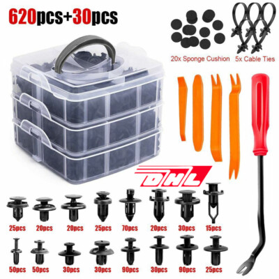 650Tlg Auto Spreiznieten KFZ Sortiment Autotür Innen Befestigung Clips Kit Set