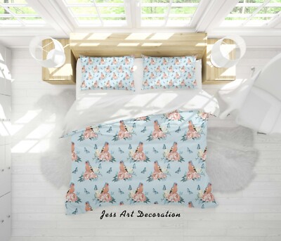 3D Floral Bird Butterfly Pattern Quilt Cover Set Bedding Sets Pillowcases 64