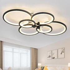 6 Heads Modern LED Chandelier Acrylic Pendant Lamp Ceiling Light Fixture Black