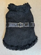 Christmas Holiday Dog Jacket Dress CoCo Costume Outfit Pet Fashion Black Sz M