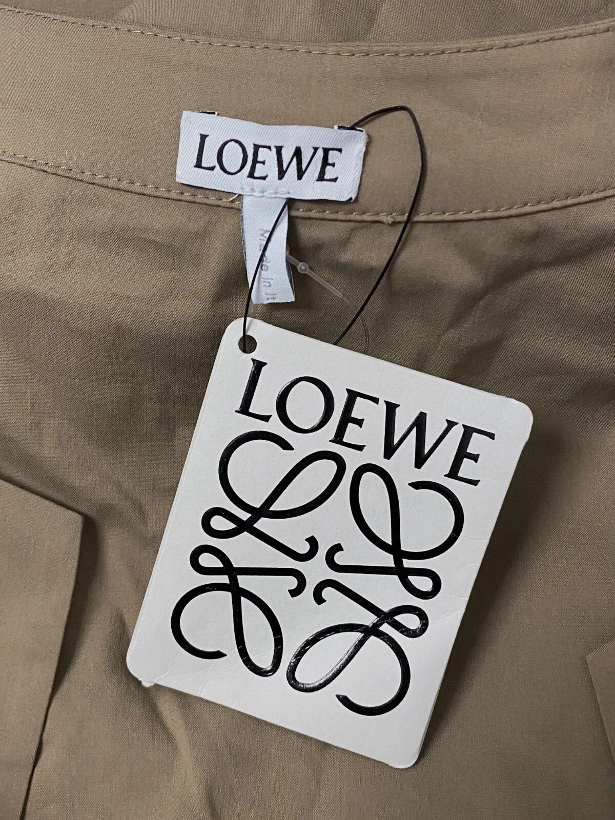 Abito donna Loewe marrone scollo a spillo manica corta autocravatta taglia 40