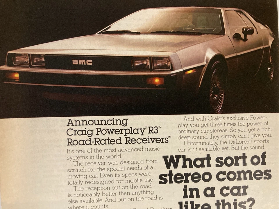 Craig R3 1978 receptor de radio anuncio impreso coche deportivo DeLorean Foto 2 de 2