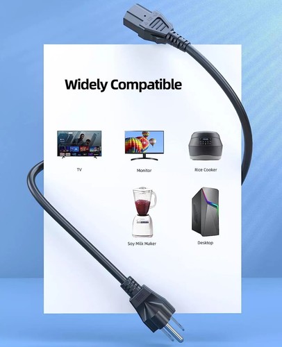 Ul Listado Pwr Long 4ft Prong Cable De Alimentacion De Ca Para Ion - Picture 3 of 3