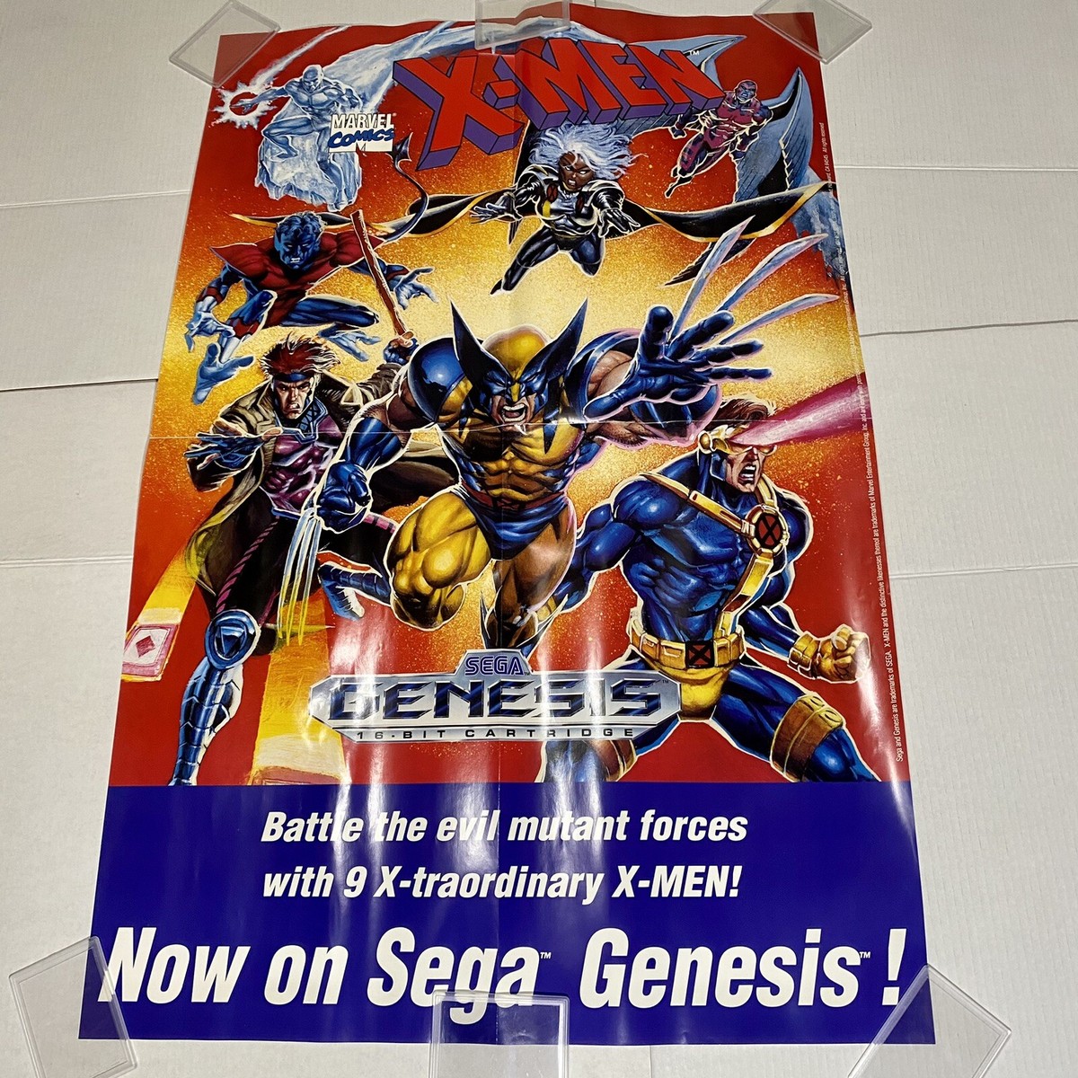 Sega Genesis Marvel X-Men Promotional Poster Lot with Large 40
