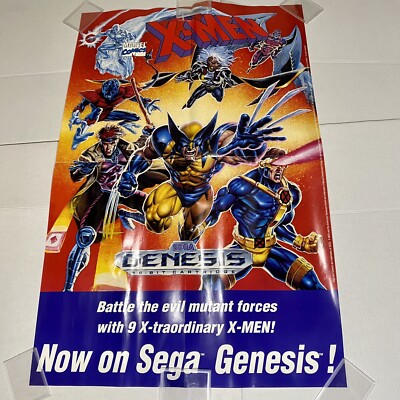Sega Genesis Marvel X-Men Promotional Poster Lot with Large 40