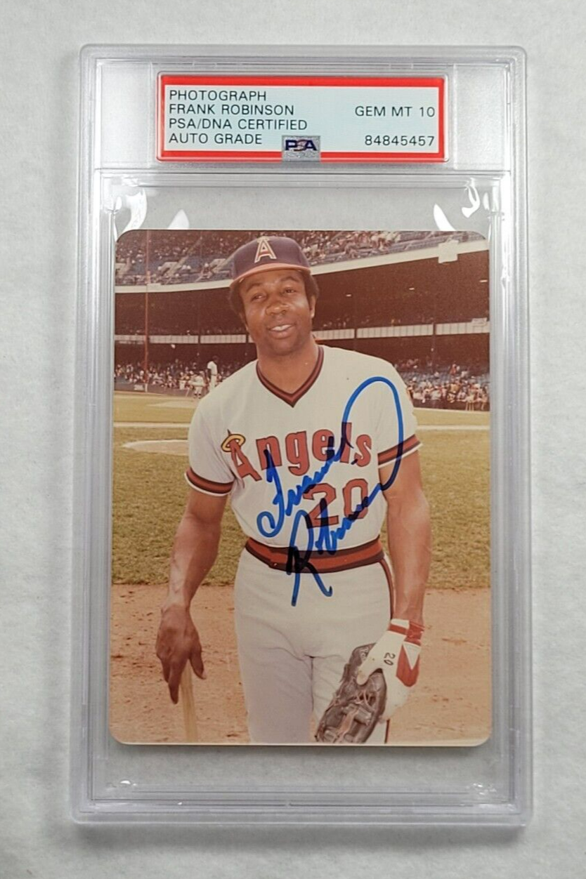 Frank Robinson Autographed Signed 1970's Original Snapshot Photo-HALL OF FAME-PSA 10 Auto 