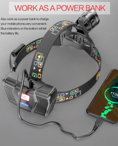 Most Powerful 2500000LM LED Headlamp Super Bright Rechargeable Head Torch Light - Picture 4 of 11