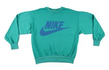 VTG 80s US Adult Medium Nike Swoosh Crewneck Sweatshirt Turquoise Blue
