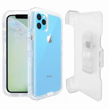 For iPhone 12 Mini 12 Pro Max Transparent Clear Shockproof Case with Belt Clip
